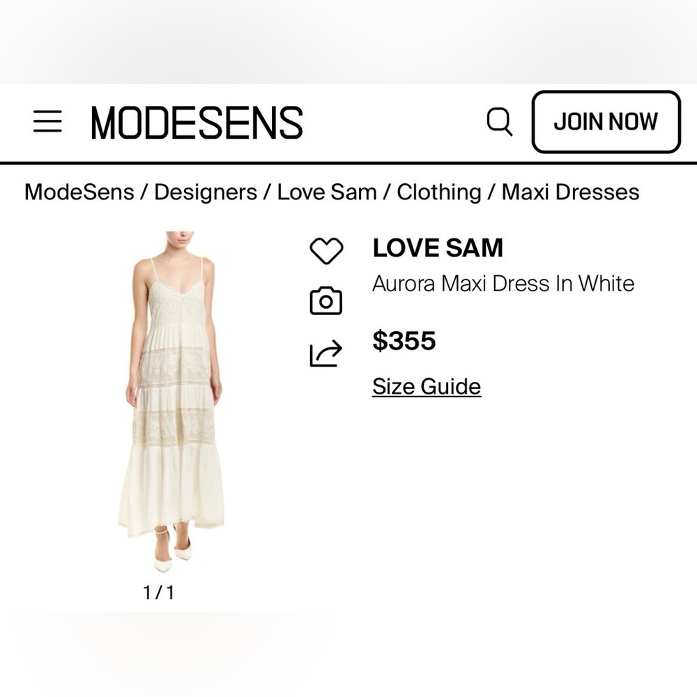 Love Sam Aurora Maxi Dress In Ivory Beaded Embroidery Boho NWT Size Small $355 - Picture 2 of 14
